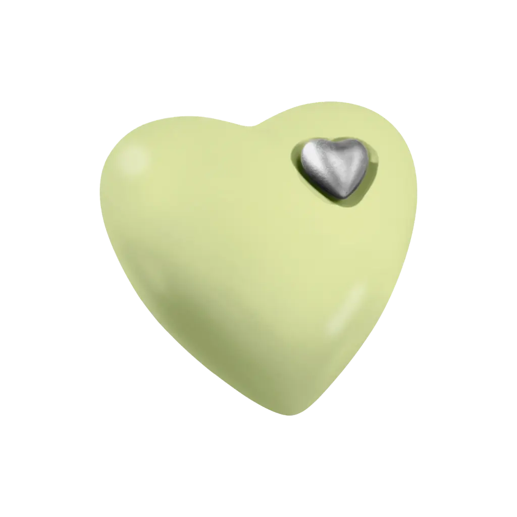 HERZ BIO-LEHM Urne limone silber