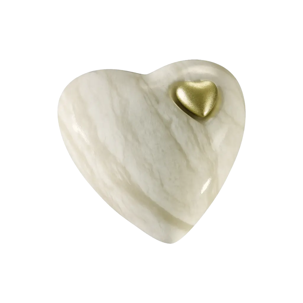 HERZ BIO-LEHM Urne Marmor gold