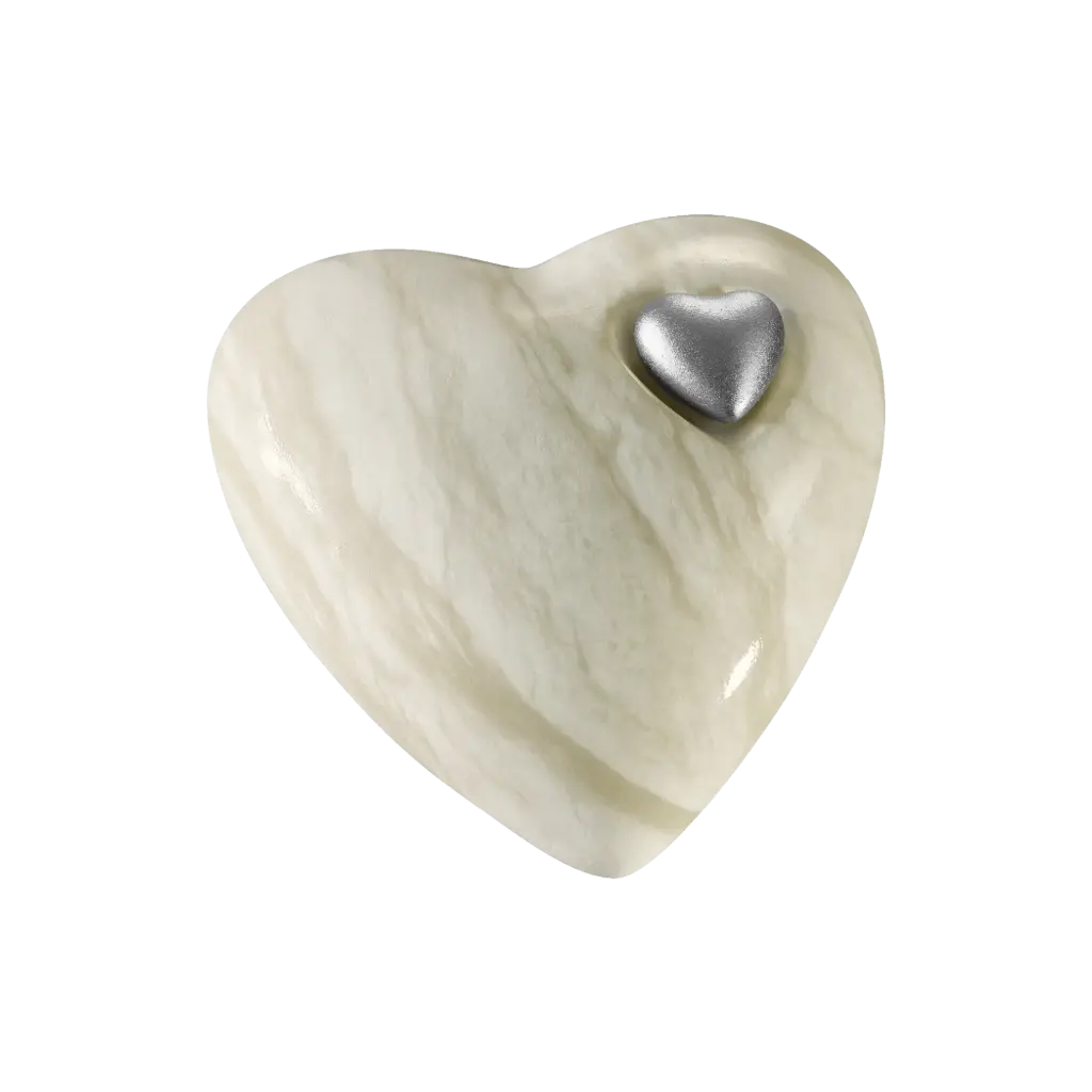 HERZ BIO-LEHM Urne Marmor silber