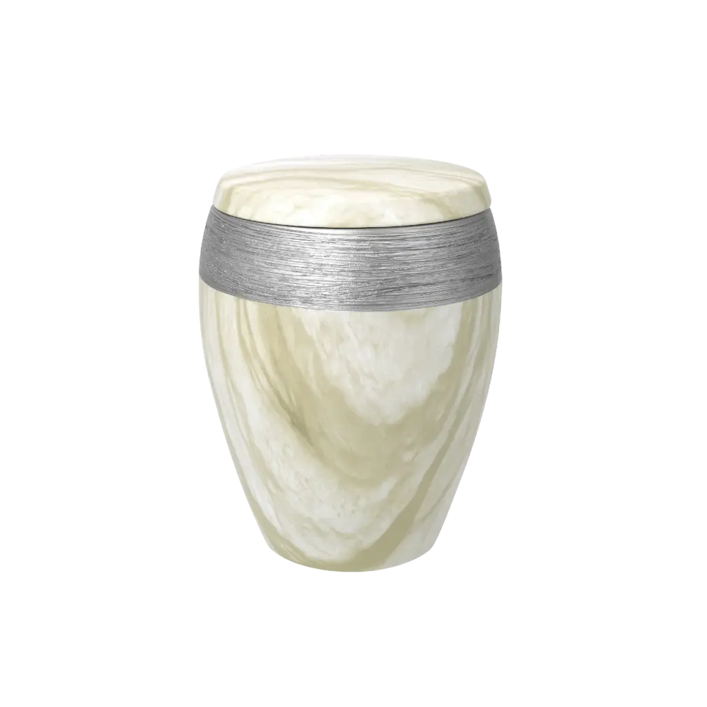LUXOR SEMI OMEGA BIO-LEHM Urne Marmor silber