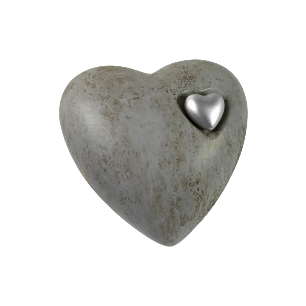 STONE HERZ BIO-LEHM Urne silber