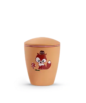 Kinderurne, Soft-Touch-Oberfläche, orange, Fuchs mit Eule, biol. abbaub.