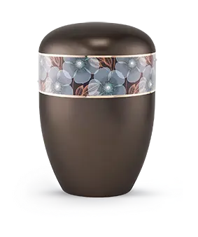 Edition Wave, perlmutt chocolat, Blumen-Dekor mit feinen Kristallen, Goldstreifen, biol. abbaub.
