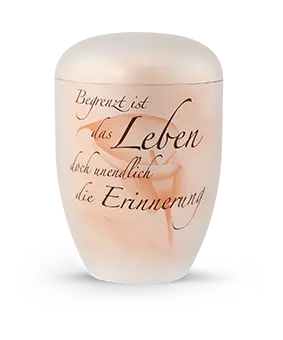 Edition Memento, perlmutt, handbemalt, Begrenzt ist das Leben…, biol. abbaub.