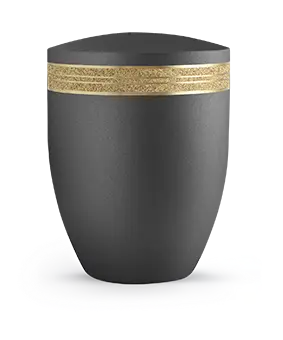 Edition Krypta, samton Anthrazit, mattgolden eingefasstes glitzerndes Dekor, biol. abbaub.