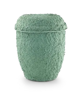Urne aus Zellulose natur-grün oder beige mit Seilen