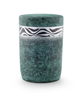 Seeurne, Tonolith-Anhydrit, grün spritzpatiniert, Dekor