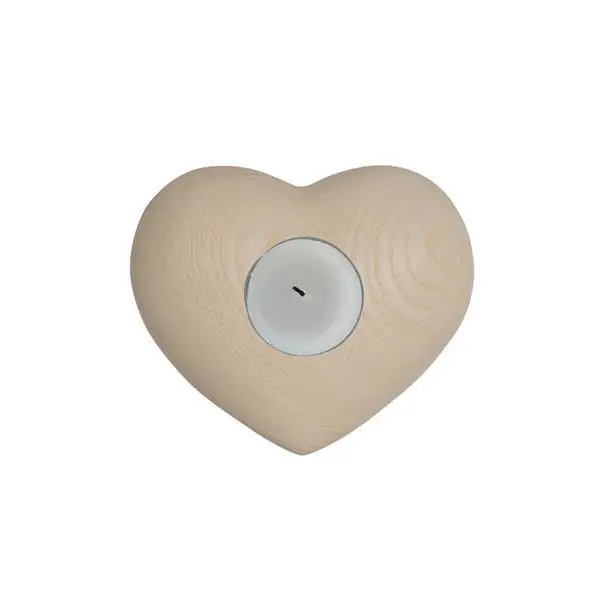 Mini Urne Cuore Esche mit Kerze, Holz, 9,5x11x5,5 (20ml)