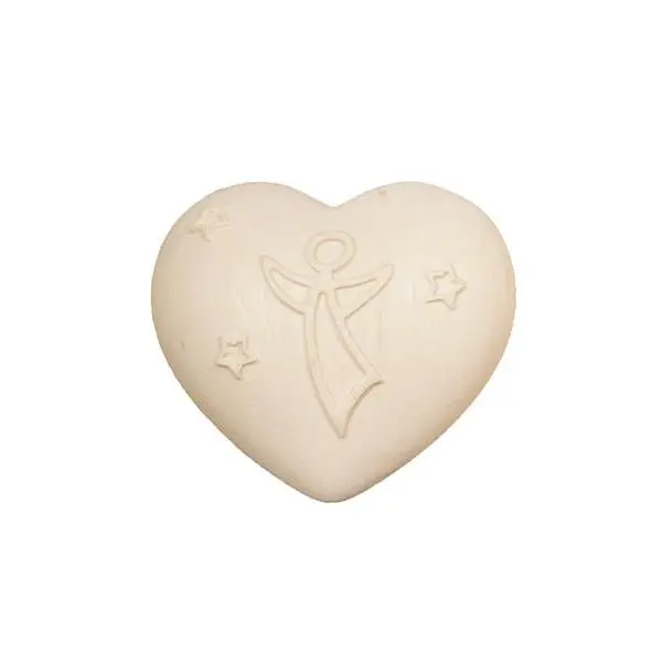 Mini Urne Cuore Zirbel mit Engel, Holz, 6,5x7,5x4 (10ml)