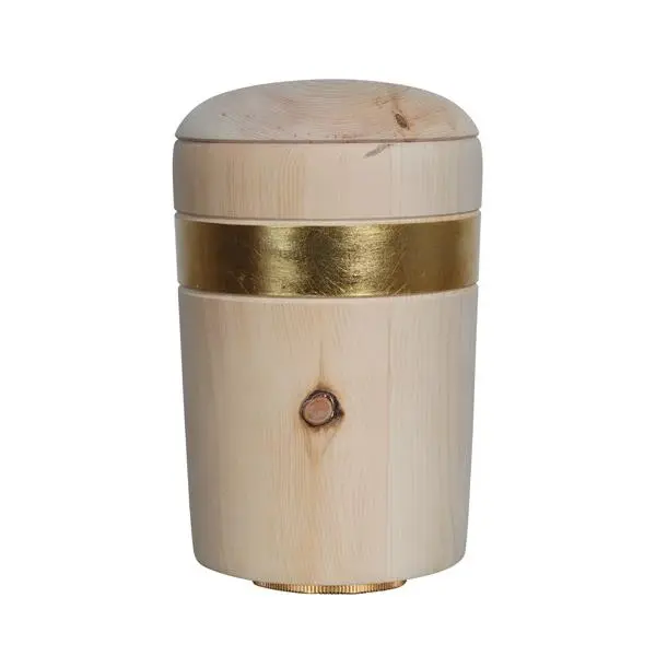 Mini Urne Speranza Linea Zirbel mit gold, Holz, 8,5 cm (10ml)