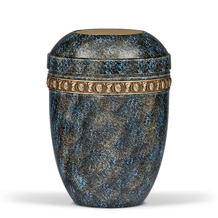 Blau-Bronze Handpatiniert, Messing Rosendekor