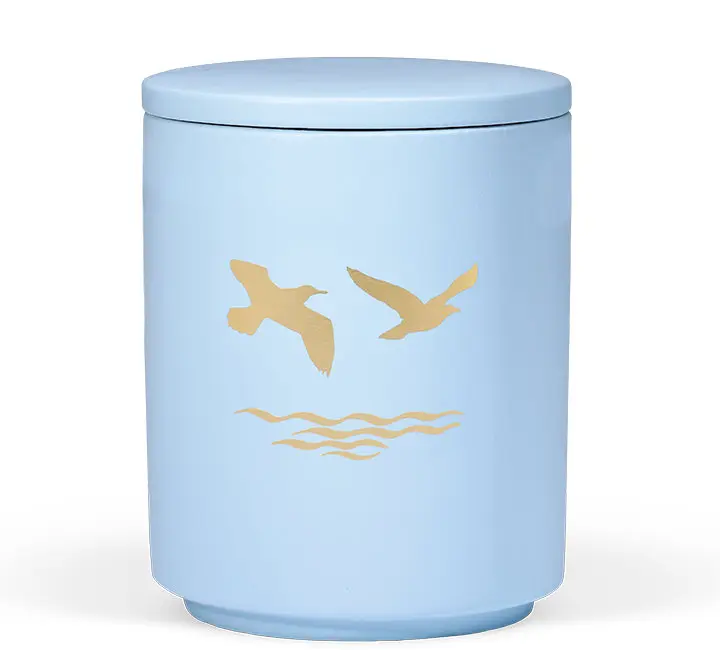 Seeurne, Atlantikblau, Gold Möwen-Wellen Dekor