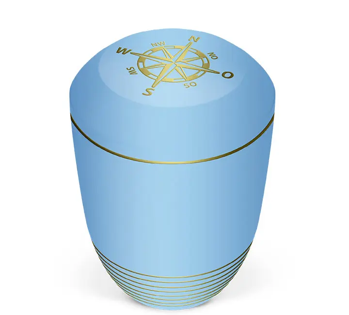 Seeurne, Atlantikblau, Gold Kompass-Dekor