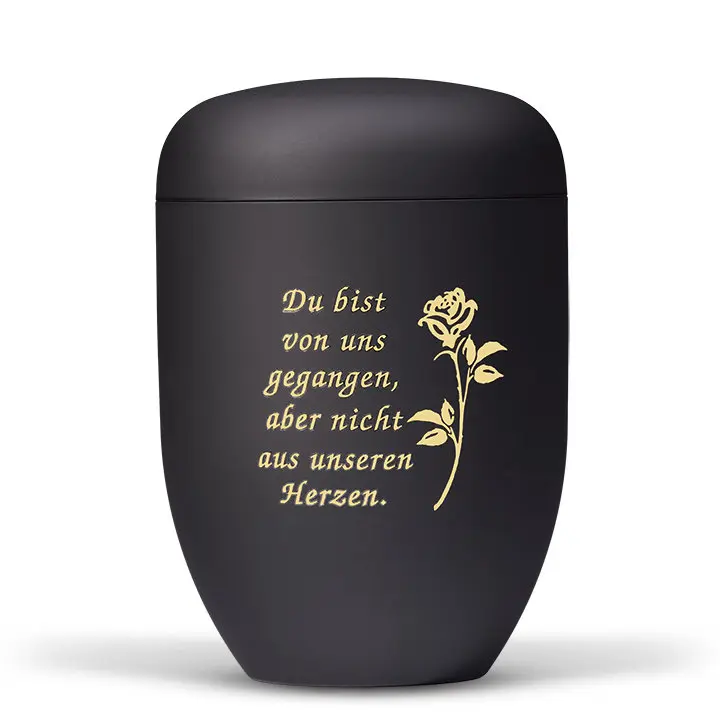 Anthrazit-Velours, Rose Foliendekor, Trauertext Nr. 2