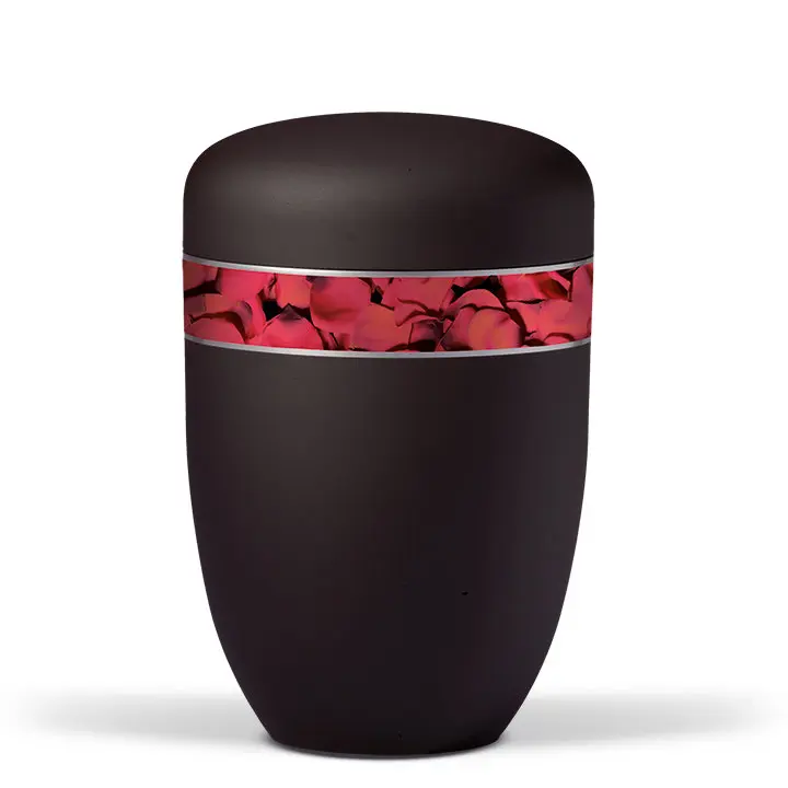 Anthrazit-Velours, Dekorband: Rosenblätter
