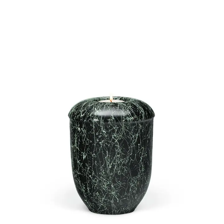 Modern Grün patina, Gedenkurne m. Teelicht