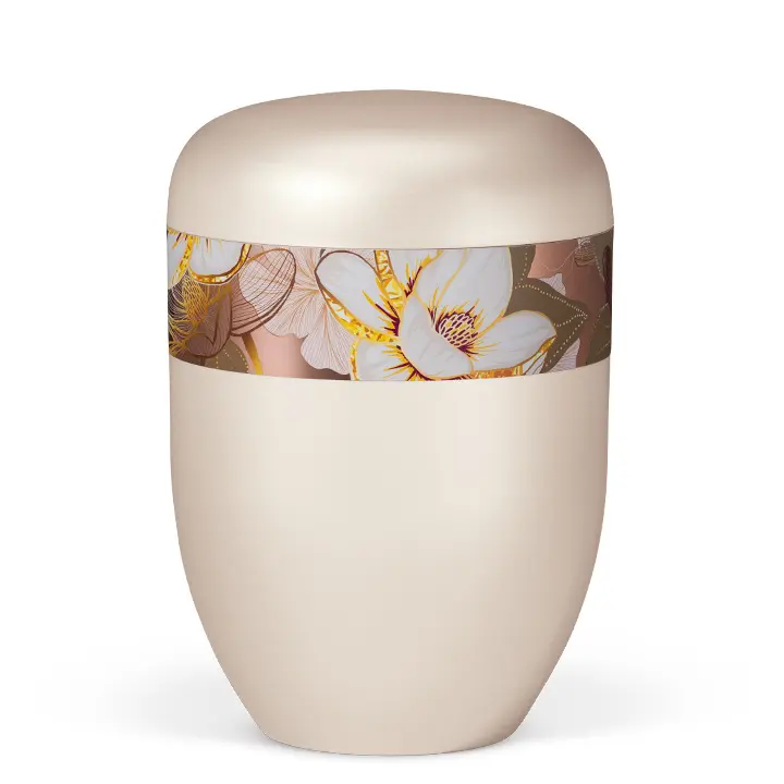 Cremeweiß-Perlmutt, Rosé Gold verspiegelt, Dekor "Magnolia"
