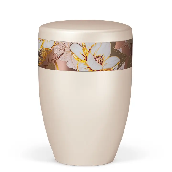 Cremweiß-Perlmutt, Rosé Gold verspiegelt, Dekor "Magnolia"