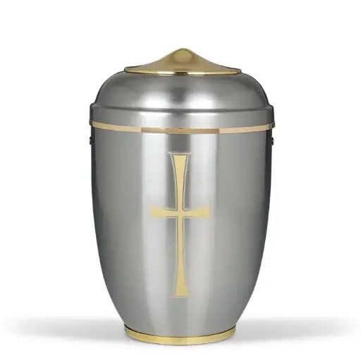 [1710K] ZIHESTA, Haube-Sockel Mess.pol., Goldband, Goldkreuz