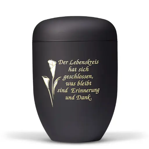 [3670 CA-T1] Anthrazit-Velours, Calla Gold/Weiss Foliendekor, Text Nr. 1
