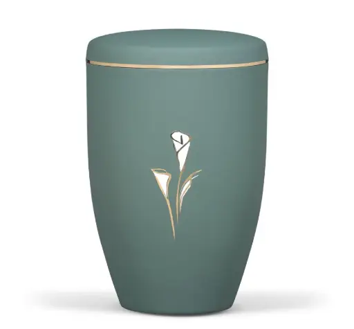 [6232 CA] Olivegrün-Velours, Calla Weiss-Gold, Goldband