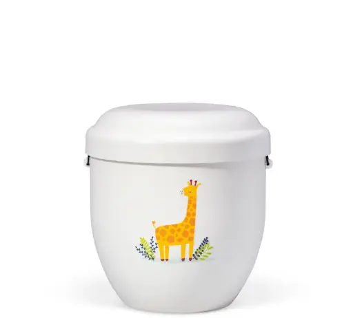 [7472-bio] Kleinurne, Cremeweiß, Dekor "Giraffe"