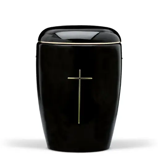 [9582 K] Schwarz Glasiert, Goldband, Kreuz Stripdome