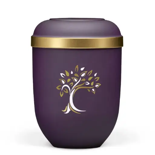 [21330 ARB] Violett-Velours, Goldrand, Baum ArtDecor Gold/Weiss verspiegelt