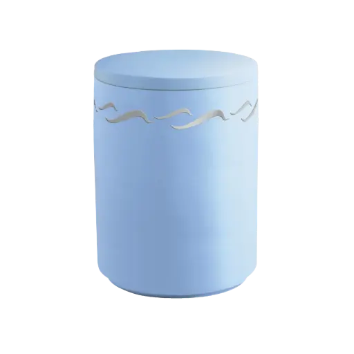 [36249] AQUA BRISE BIO-LEHM Urne atlantikblau silber