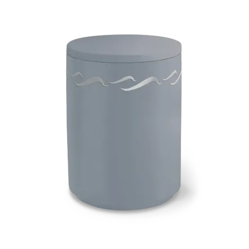 [37178] AQUA BRISE BIO-LEHM Urne taubenblau silber