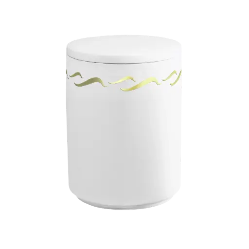 [36255] AQUA BRISE BIO-LEHM Urne weiß gold
