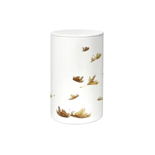 [37554] FLORA BIO-LEHM Urne Herbstlaub weiß
