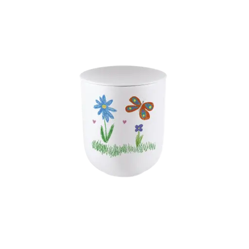 [38577] JUNIOR ELEGANCE 18 BIO-LEHM Urne Schmetterling weiß