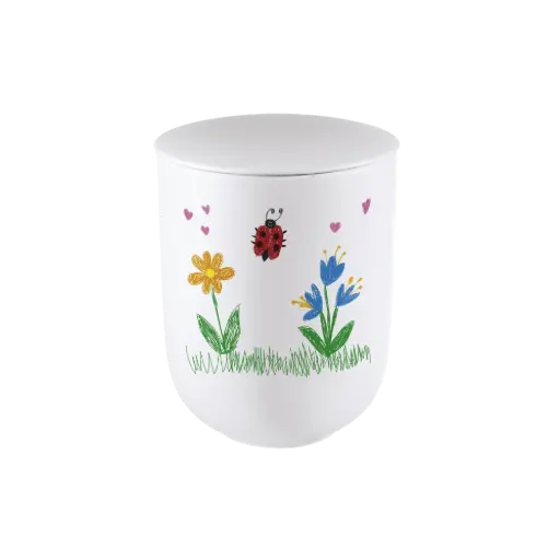 [38582] JUNIOR ELEGANCE 24 BIO-LEHM Urne Marienkäfer weiß