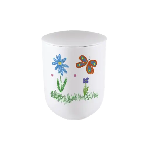 [38583] JUNIOR ELEGANCE 24 BIO-LEHM Urne Schmetterling weiß
