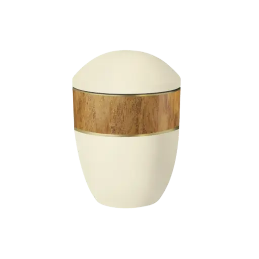 [38623] LOOP PURE BIO-LEHM Urne sandbeige Wurzelholz