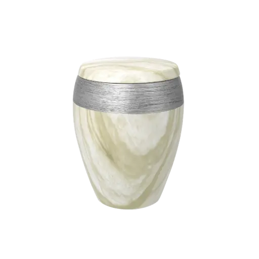 [38321] LUXOR SEMI OMEGA BIO-LEHM Urne Marmor silber