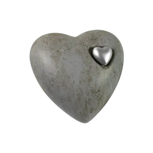 [37986] STONE HERZ BIO-LEHM Urne silber