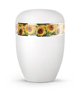 [2/18FW] Edition Fleur, weiß satiniert, Sonnenblumen, biol. abbaub.