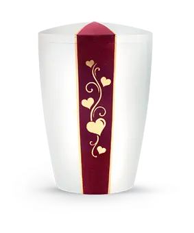 [2/57F] Edition D‘artiste, perlmutt, Samtdekor bordeaux/Herzen, biol. abbaub.
