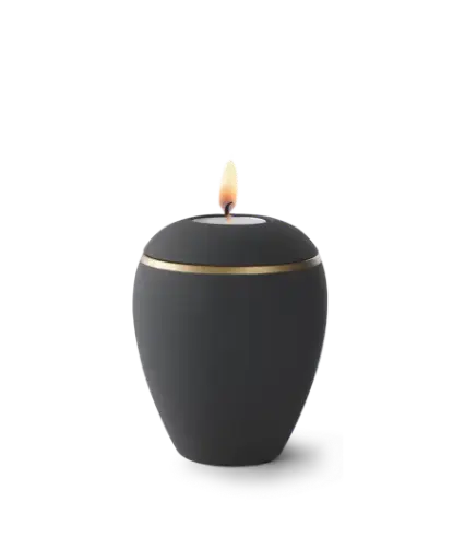 [77L] Edition Colour Line, samton graphit - Gedenklicht, altgold Dekorstreifen, Keramik