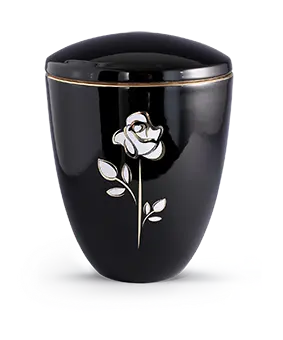 [6342] Edition Ceramica, tiefschwarz glänzend, Rose, Keramik