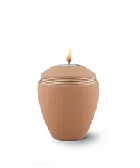 [6775L] Edition Colour Line, samton sand - Gedenklicht, Handbemaltes Dekor altgold, Keramik
