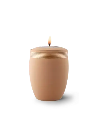 [6875L] Edition Colour Line, samton sand - Gedenklicht, Handbemaltes Dekor altgold, Keramik