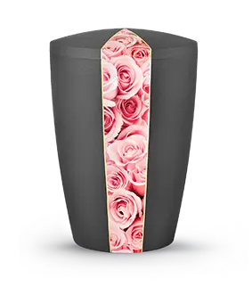 [7276] Edition Natura, anthrazit, rosa Rosen, biol. abbaub.