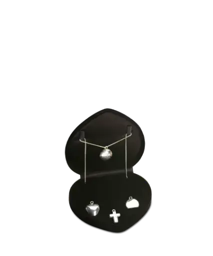 [30010] Schaudose, 4-Silber-Medaillons sortiert, 1 Kette