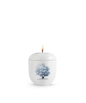 [P3415L] Edition Silva, Hochglanz weiß, Winterbaum, Gedenklicht