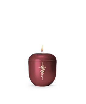 [P5209L] Edition Creatio, Perlmutt Weinrot, Kreuz mit Rose, Gedenklicht
