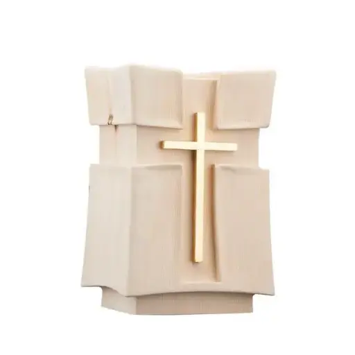 [1700.15Z] Urne Croce Zirbel mit gold, Holz, 30x19x17,5 (4L)