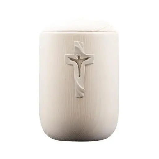 [5450.00L] Urne Luce Linde mit Friedenskreuz, Holz, 30x19,5 (4L)